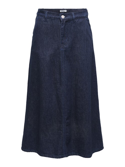 Only Mindy Denim Nederdel, Løs, Højtaljet, Mørkblå Denim